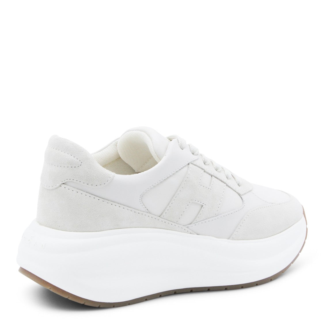 Hogan Sole White Sneakers With Soft Suede