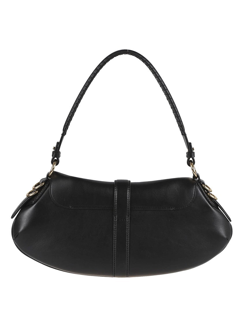 Ganni Curved Silhouette Handbag With Butterfly Clasp And D-Ring Details