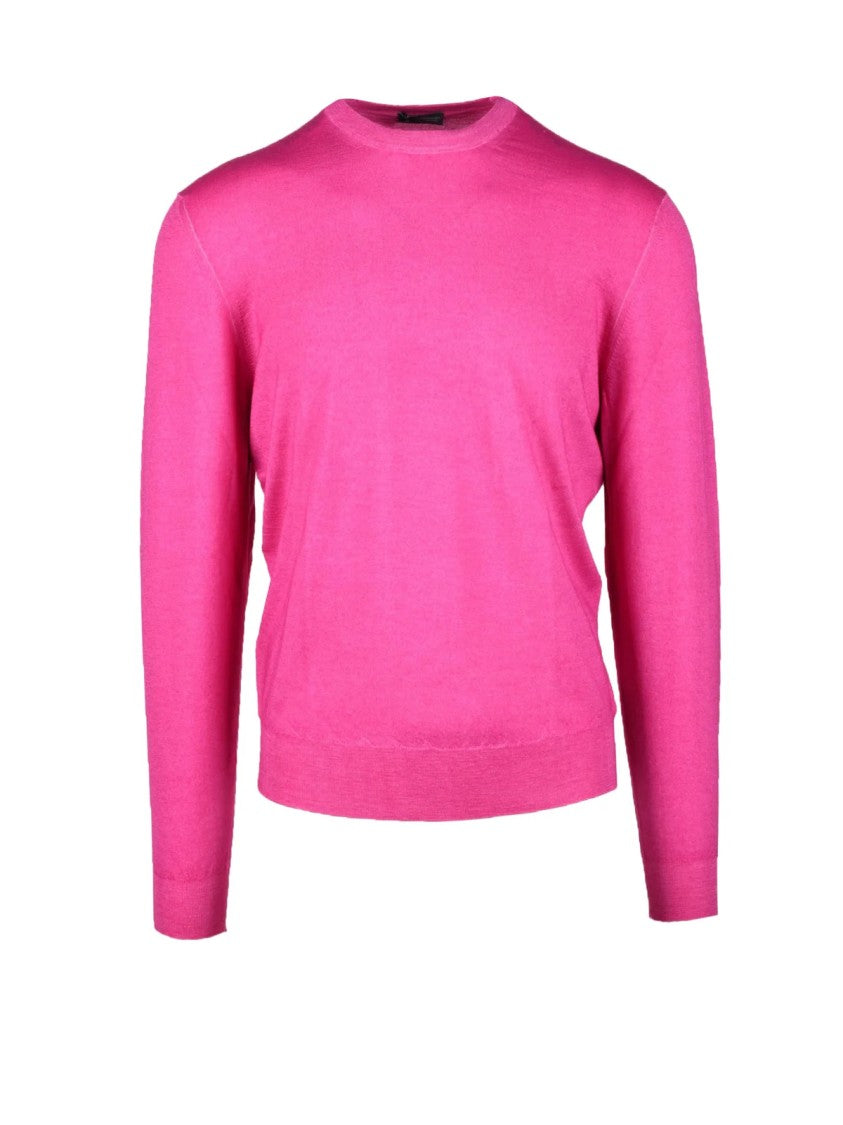 Drumohr Fuchsia V-Neck Mohair Knit Sweater