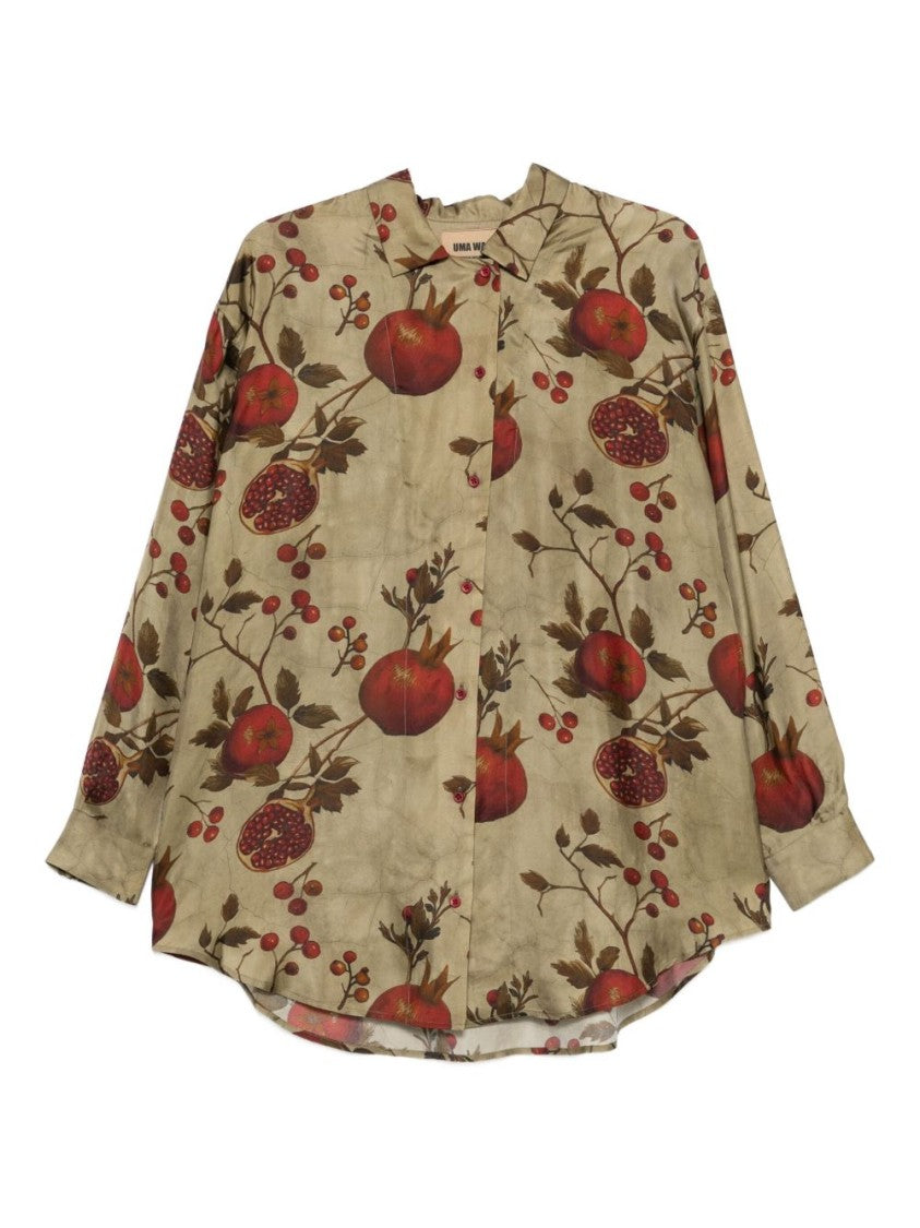 Uma Wang Botanical Print Shirt In Viscoe-Cupro Blend