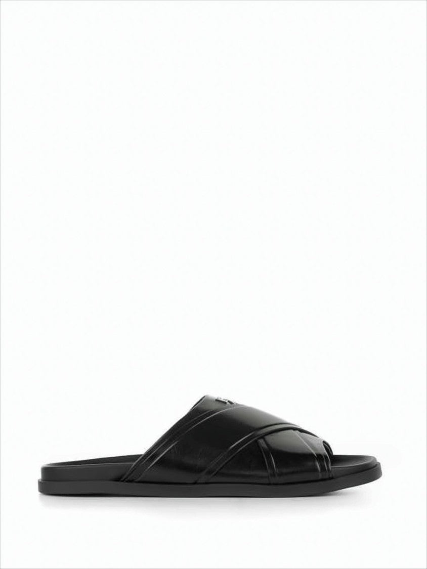 Givenchy Slip-On Mules With Overlapping Leather Straps And Square Metal Detail
