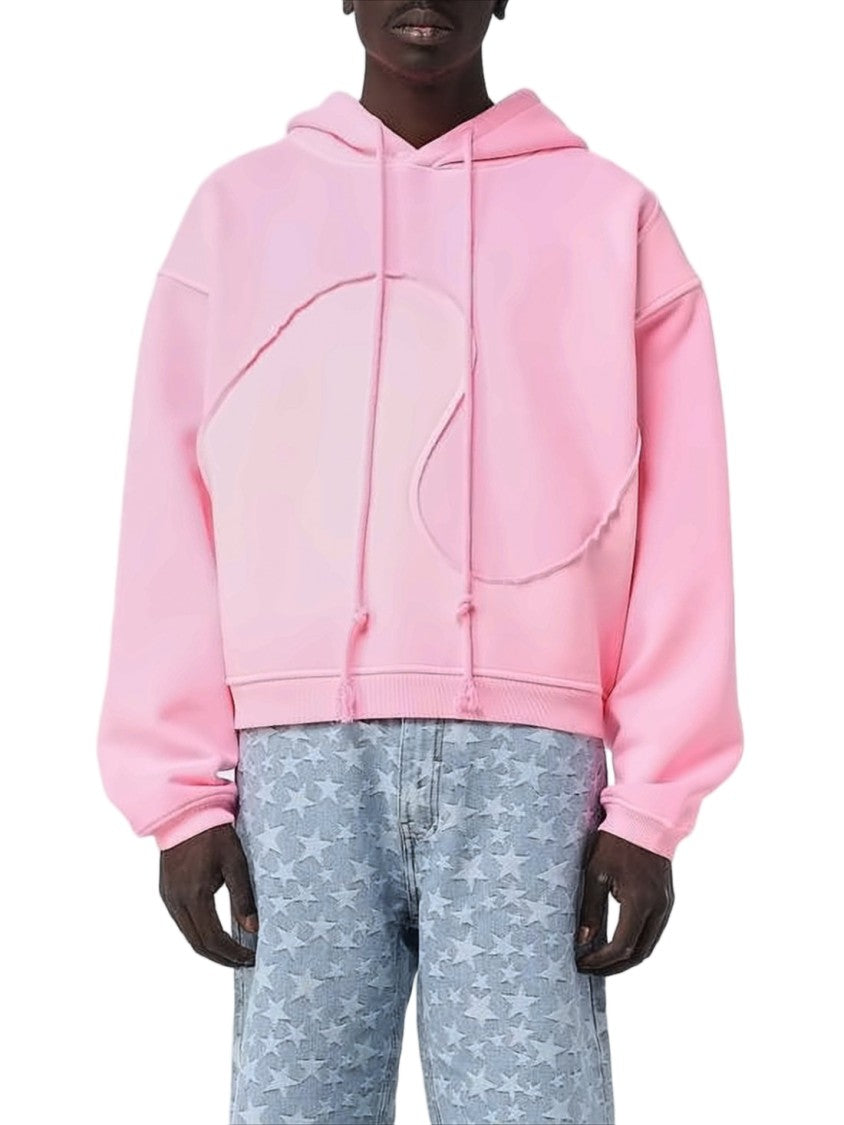 Erl Cropped Relaxed-Fit Hoodie With Unique Front Design