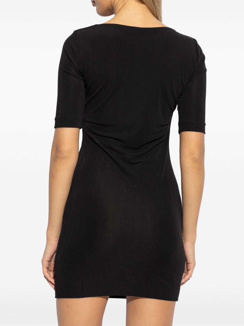 Dsquared2 Form-Fitting Black Viscose Metallic Logo Dress
