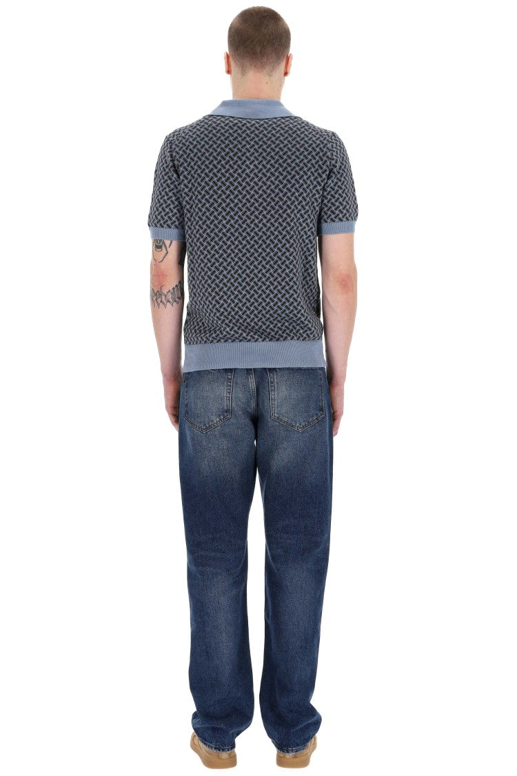 Drumohr Biscottino Cotton-Linen Open Collar Polo