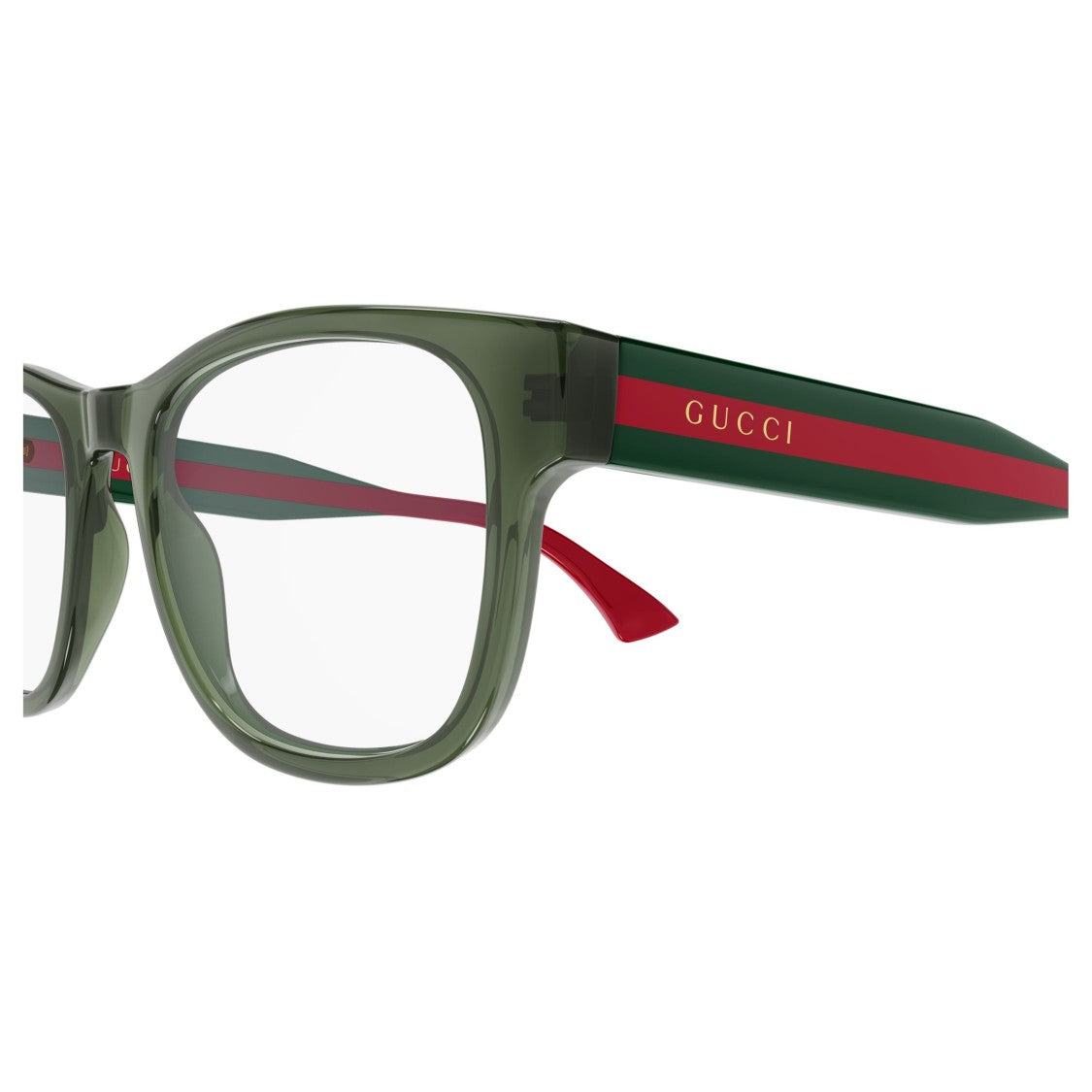 Gucci Translucent Olive Green Square Frame Sunglasses