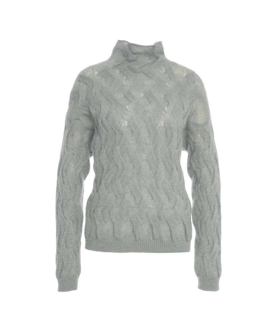 Semi Couture Cable-Knit Sweater With High Collar