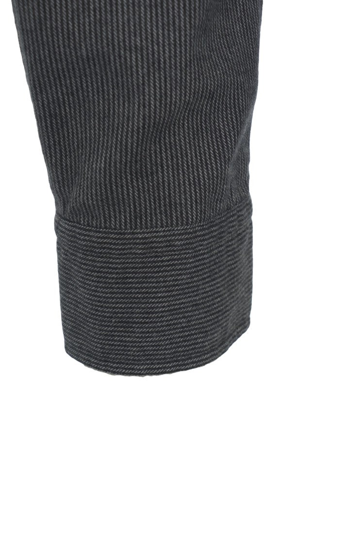 Hannes Roether Mandarin Collar Shirt With Striped Texture