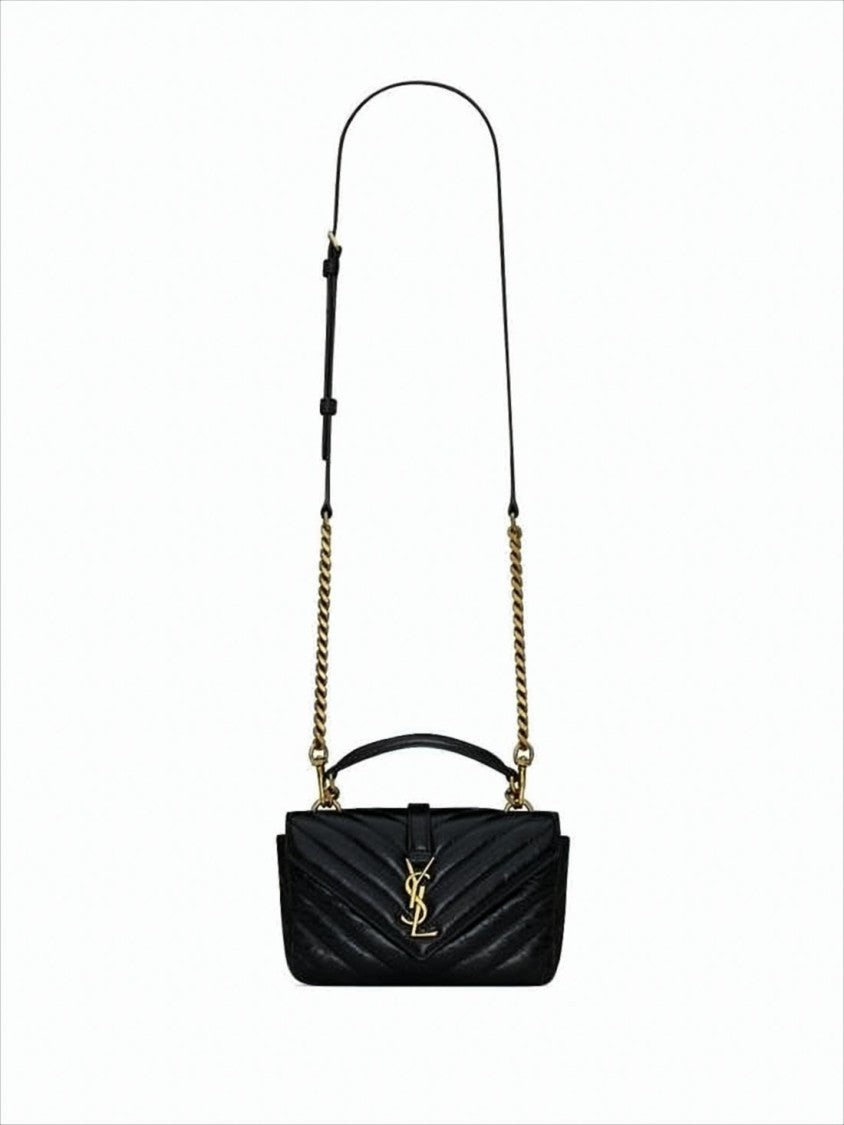 Saint Laurent Quilted Calfskin Crossbody Bag With Chevron Pattern