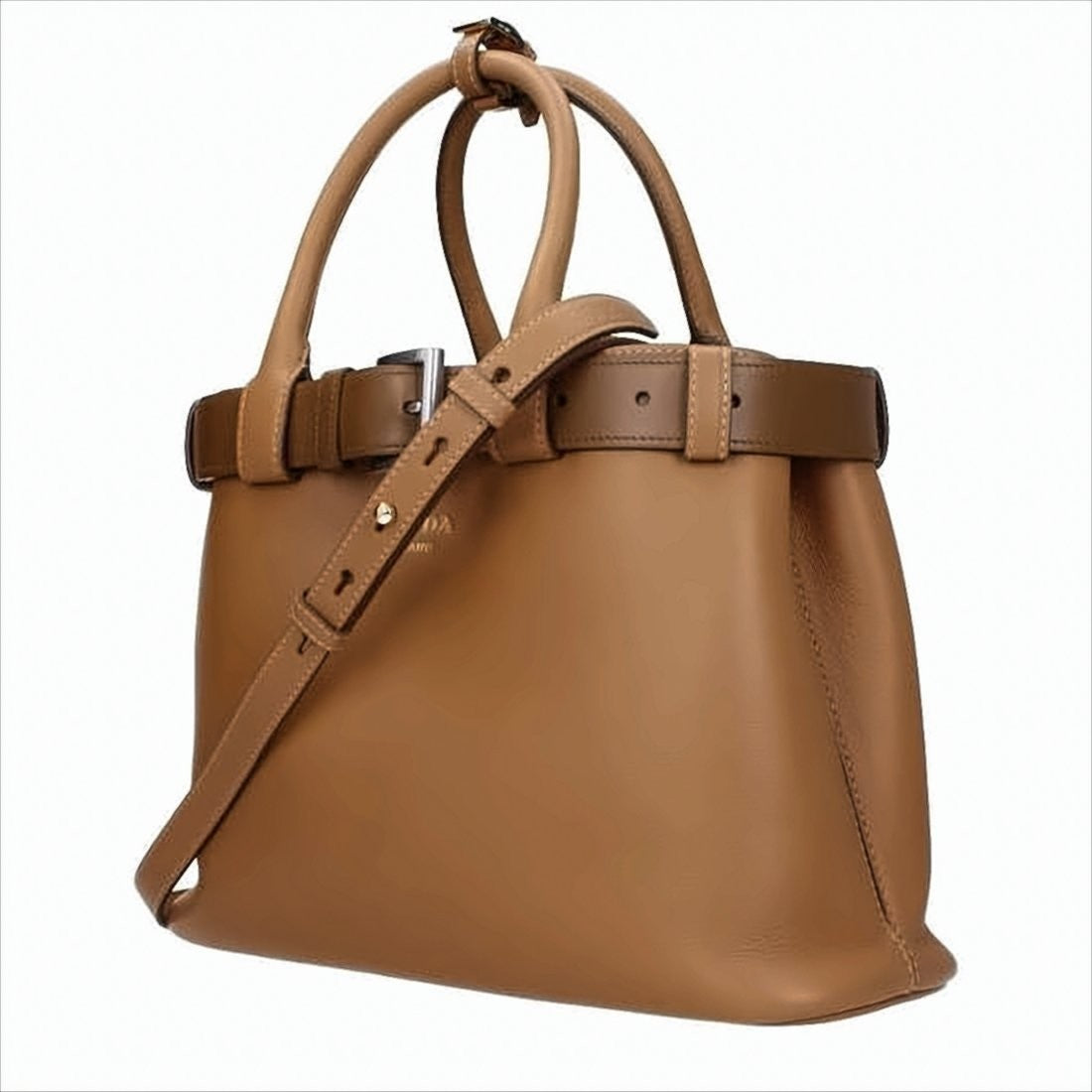 Prada Smooth Leather Tote Bag With Adjustable Strap