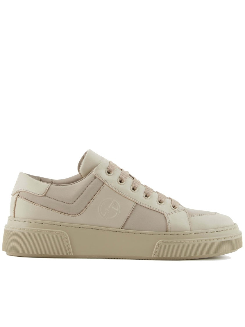 Giorgio Armani Minimalist Smooth Leather Ga Logo Sneakers