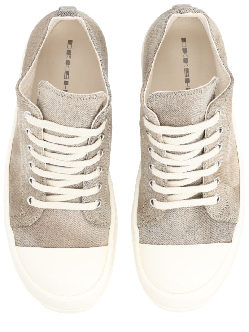 Drkshdw By Rick Owens Neutrals Low Faded Ridged Sole Sneakers