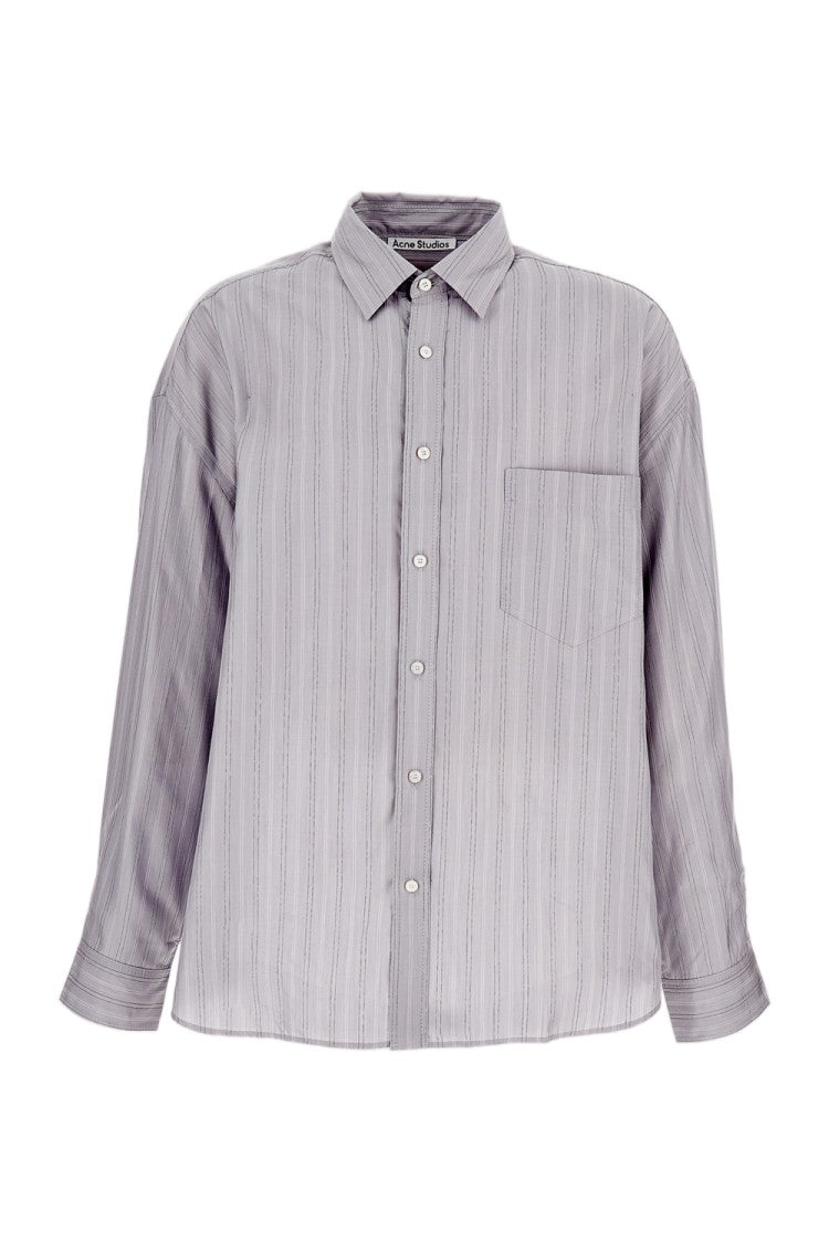 Acne Studios Seasonal Striped Cotton Poplin Shirt With Relaxed Fit