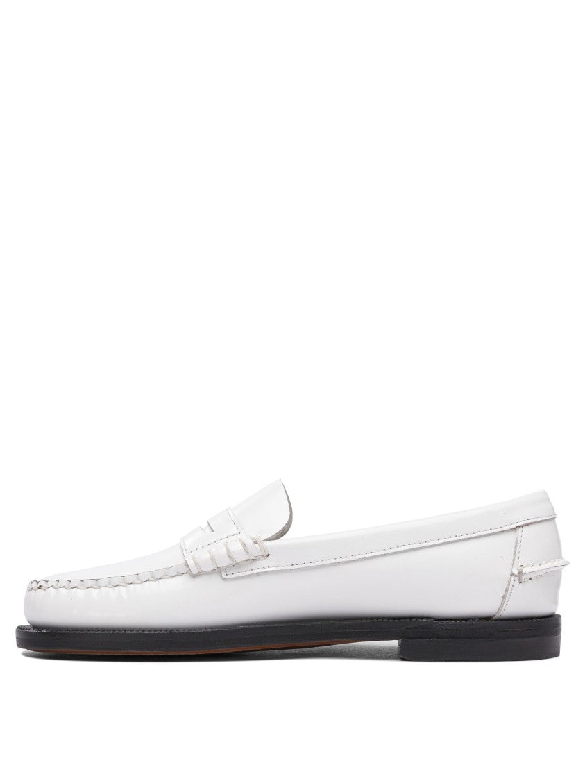 Sebago Classic White Leather Loafers