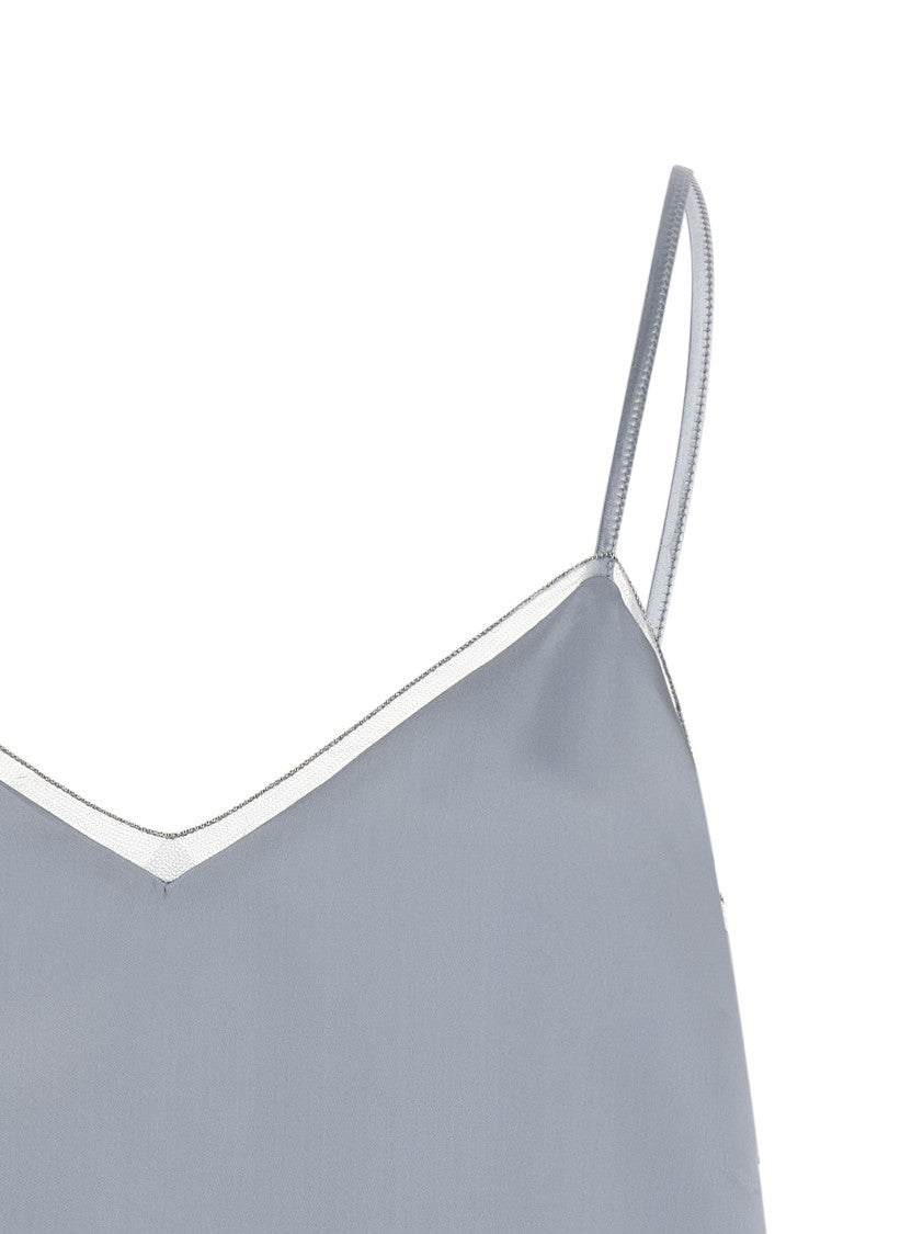 Fabiana Filippi Silk-Effect Lingerie Top With Jewel Detail And Double Layer Design