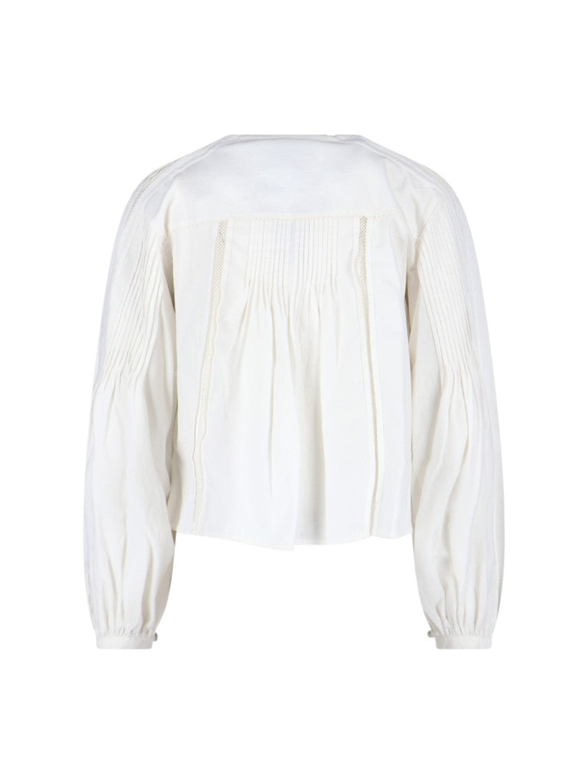 Isabel Marant "Cubraly" White Cotton Shirt, Round Neck
