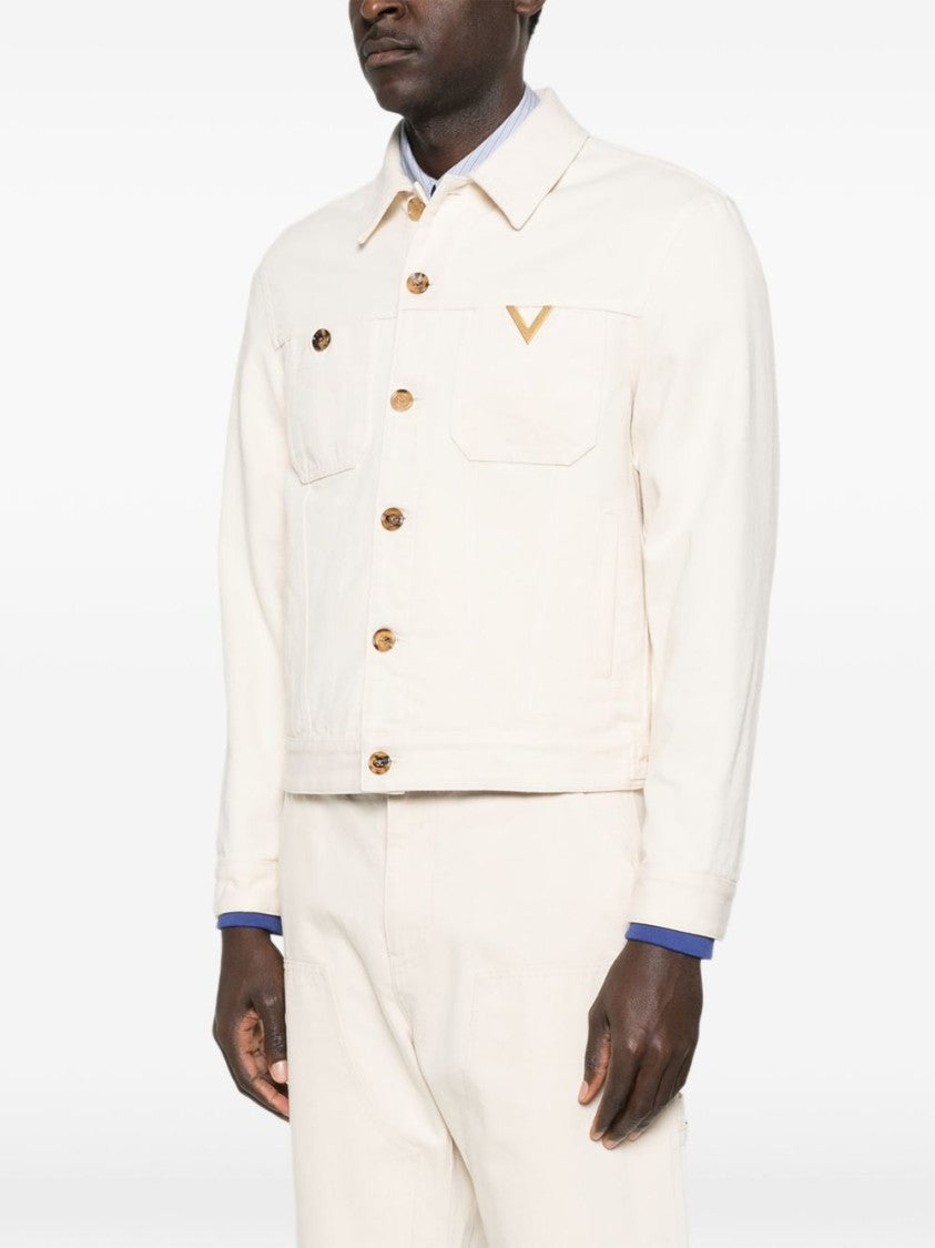 Valentino Garavani Cropped White Jacket With Classic Collar