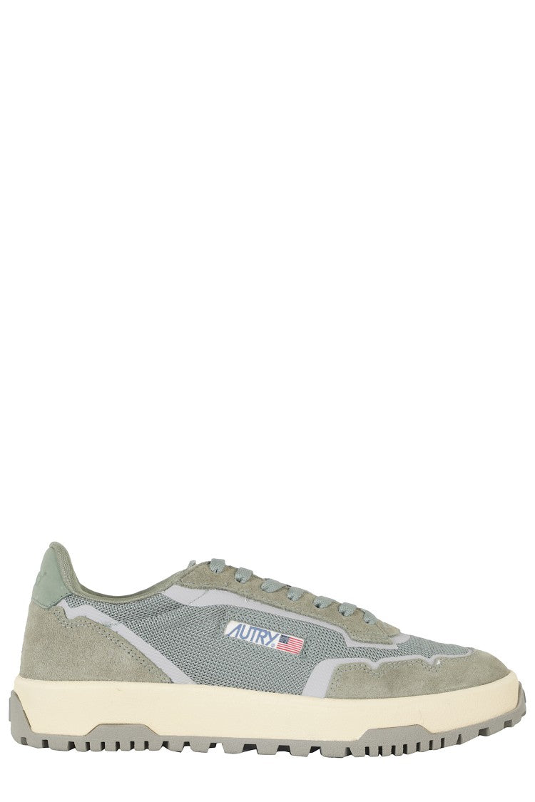 Autry Green Wildplace Side Logo Suede Inserts Leather Sneakers