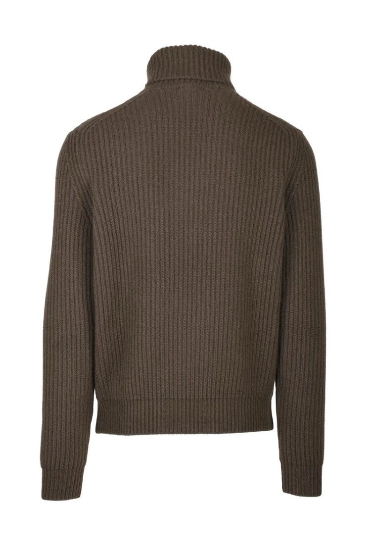 Malo High Neck Cashmere Sweater - Brown