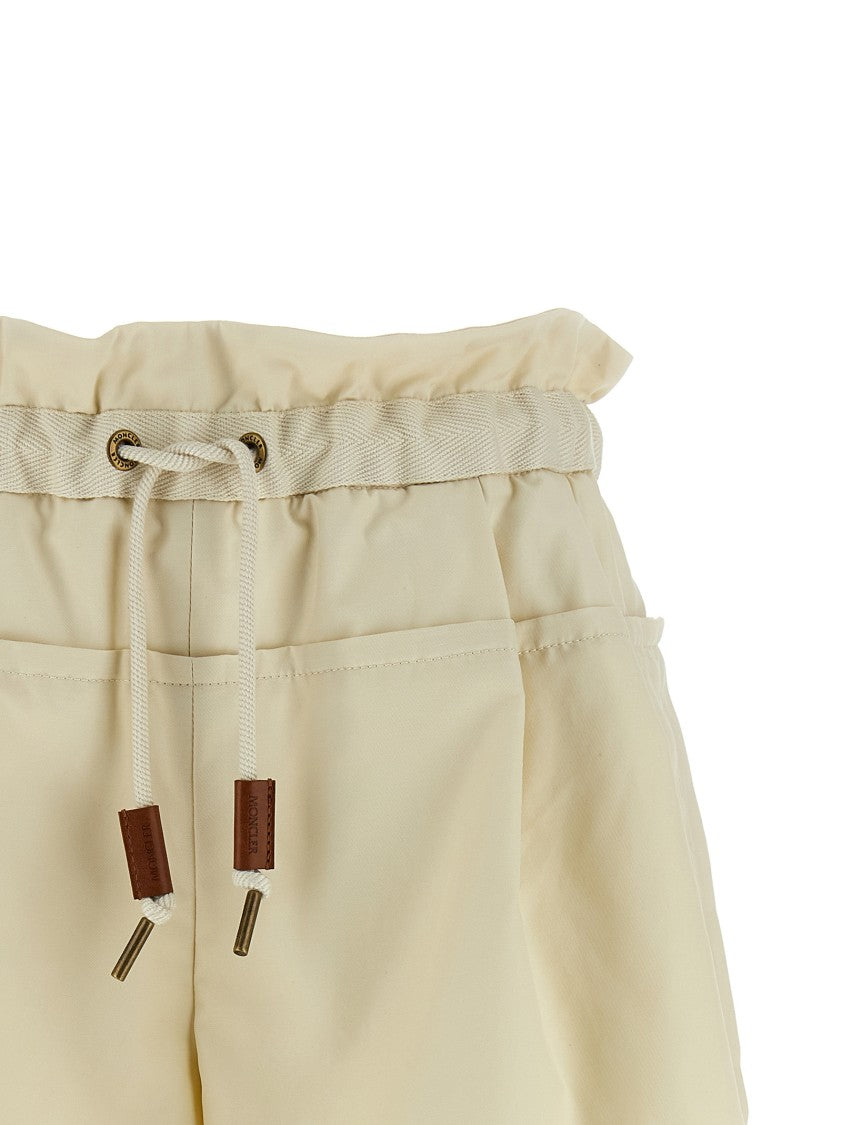 Moncler Flared Twill Shorts With Adjustable Drawstring