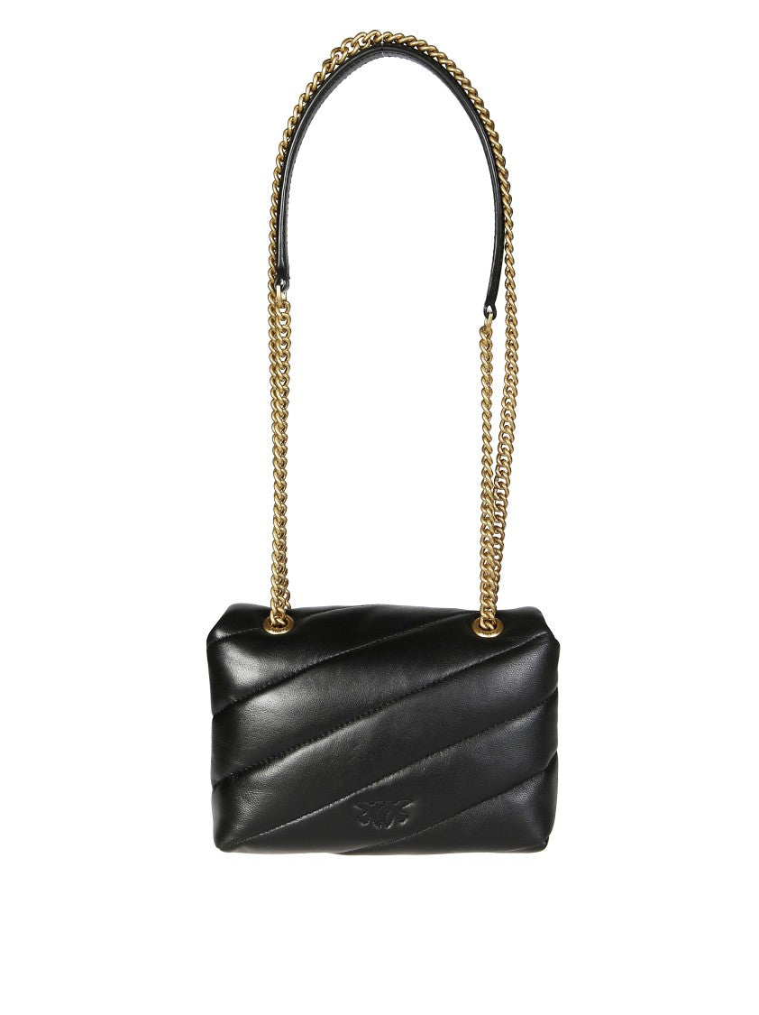 Pinko Black Quilted Baby Sheep Nappa Shoulder Bag