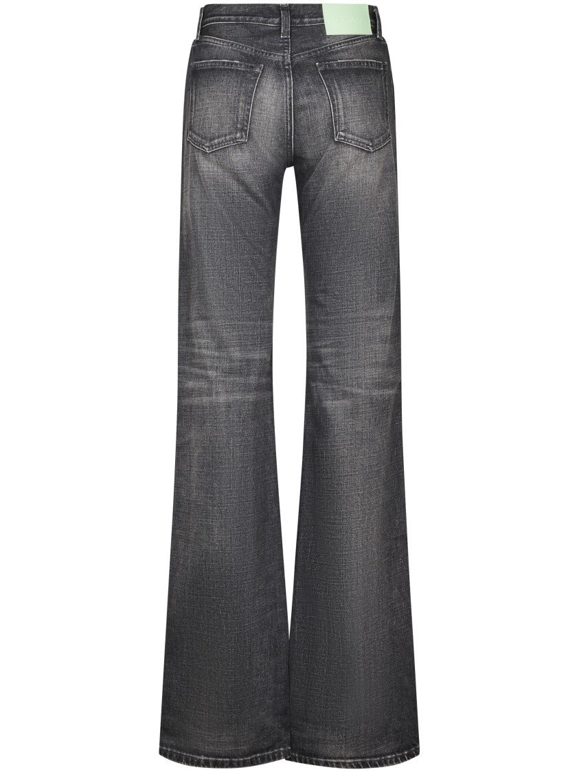 Haikure Wide-Leg Trousers In Faded Black Denim With Classic Five-Pocket Design
