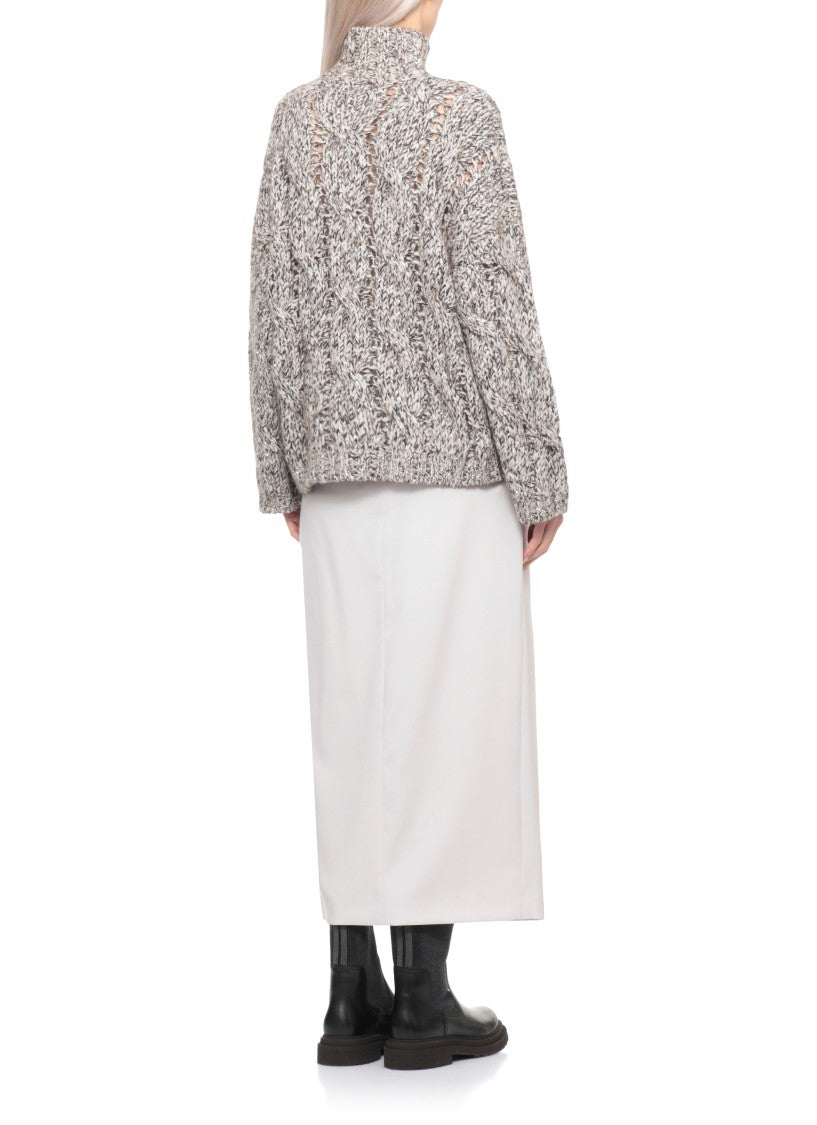 Brunello Cucinelli Ivory Wool And Cashmere Sweater