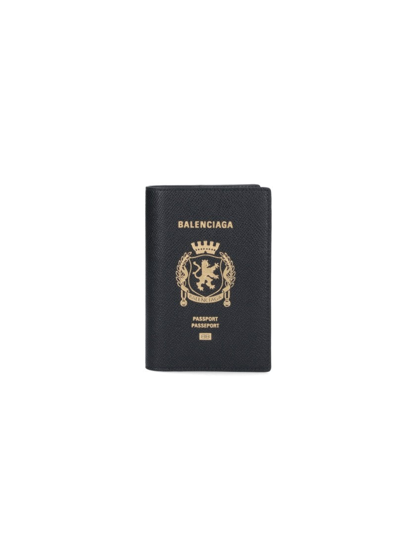 Balenciaga Black Passport Saffiano Leather Wallet Case