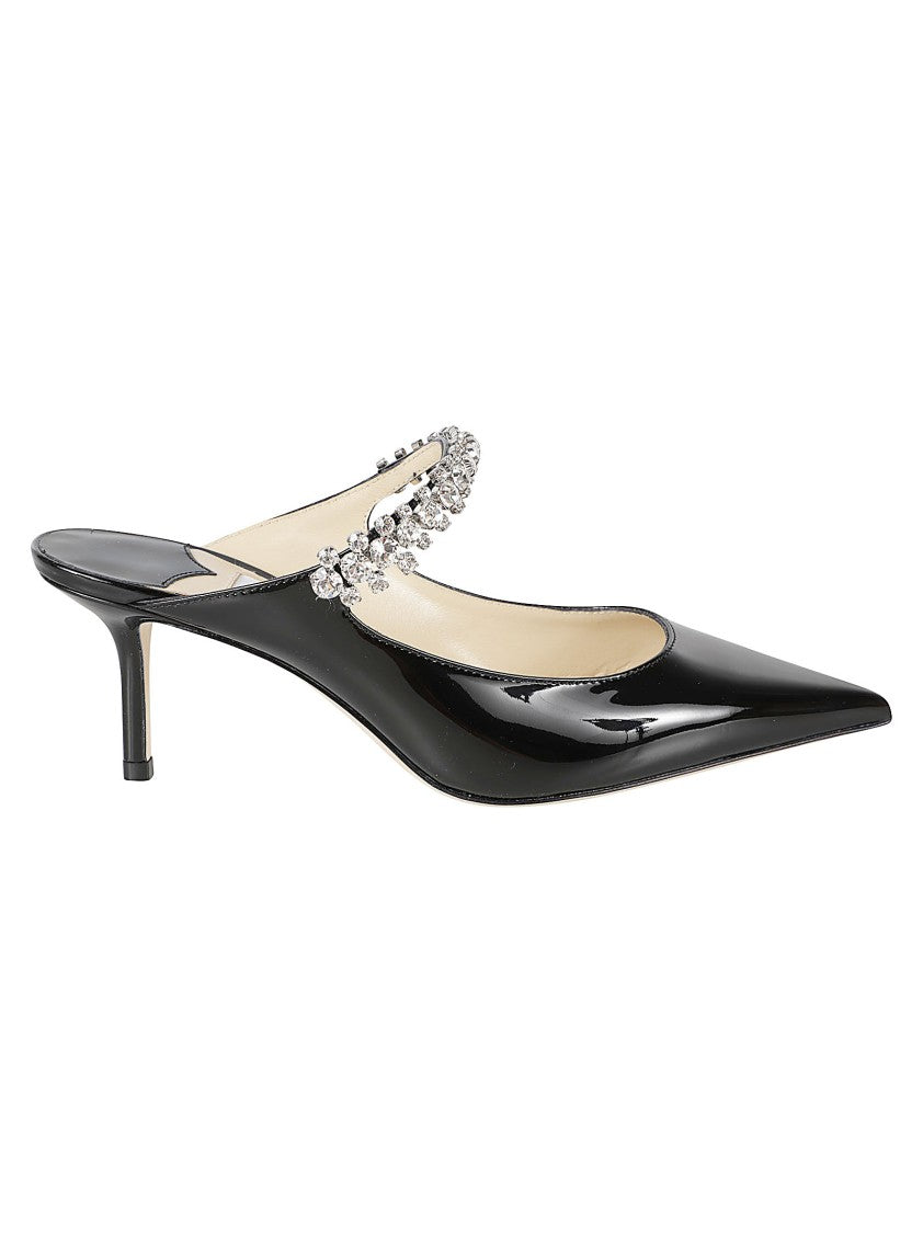 Jimmy Choo Crystal Embellished Patent Leather Mules