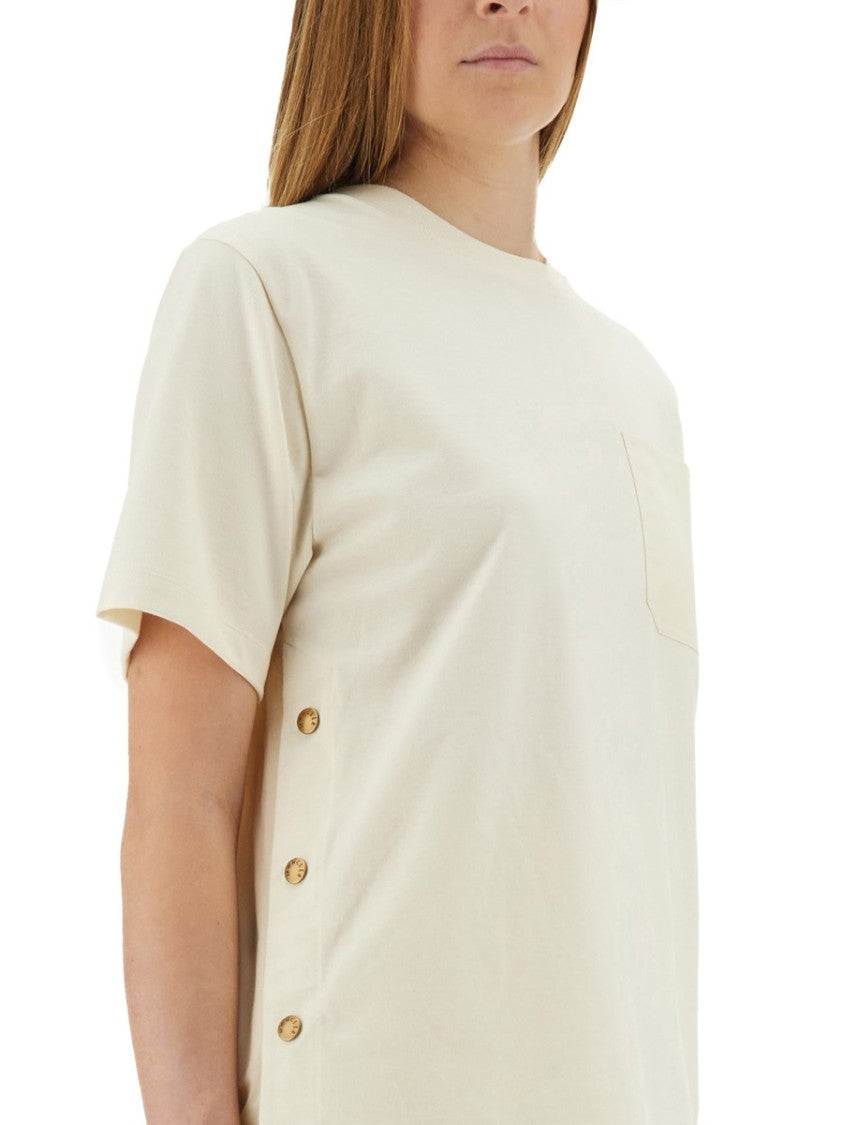 Moncler Side Button Detail T-Shirt In Soft Cotton