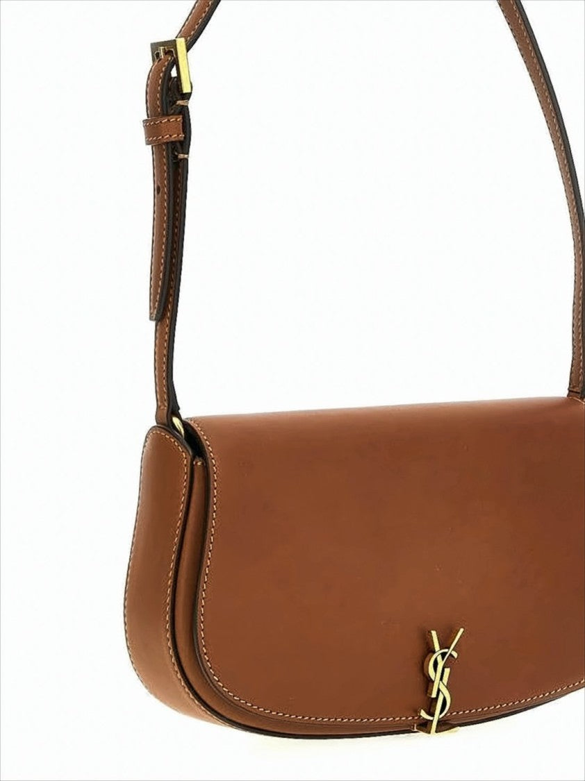 Saint Laurent Structured Calf Leather Shoulder Bag With Adjustable Strap