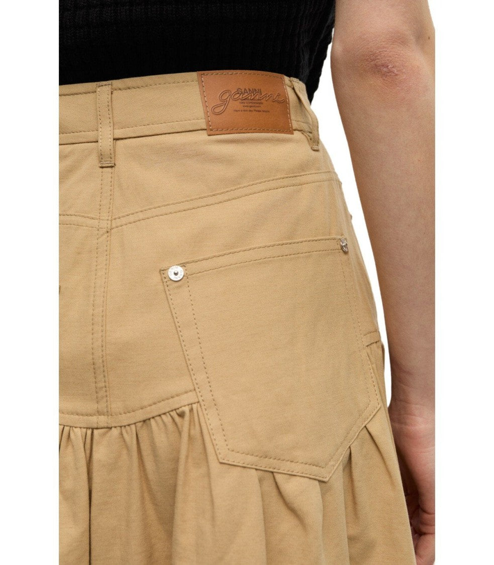 Ganni Beige Midi Skirt