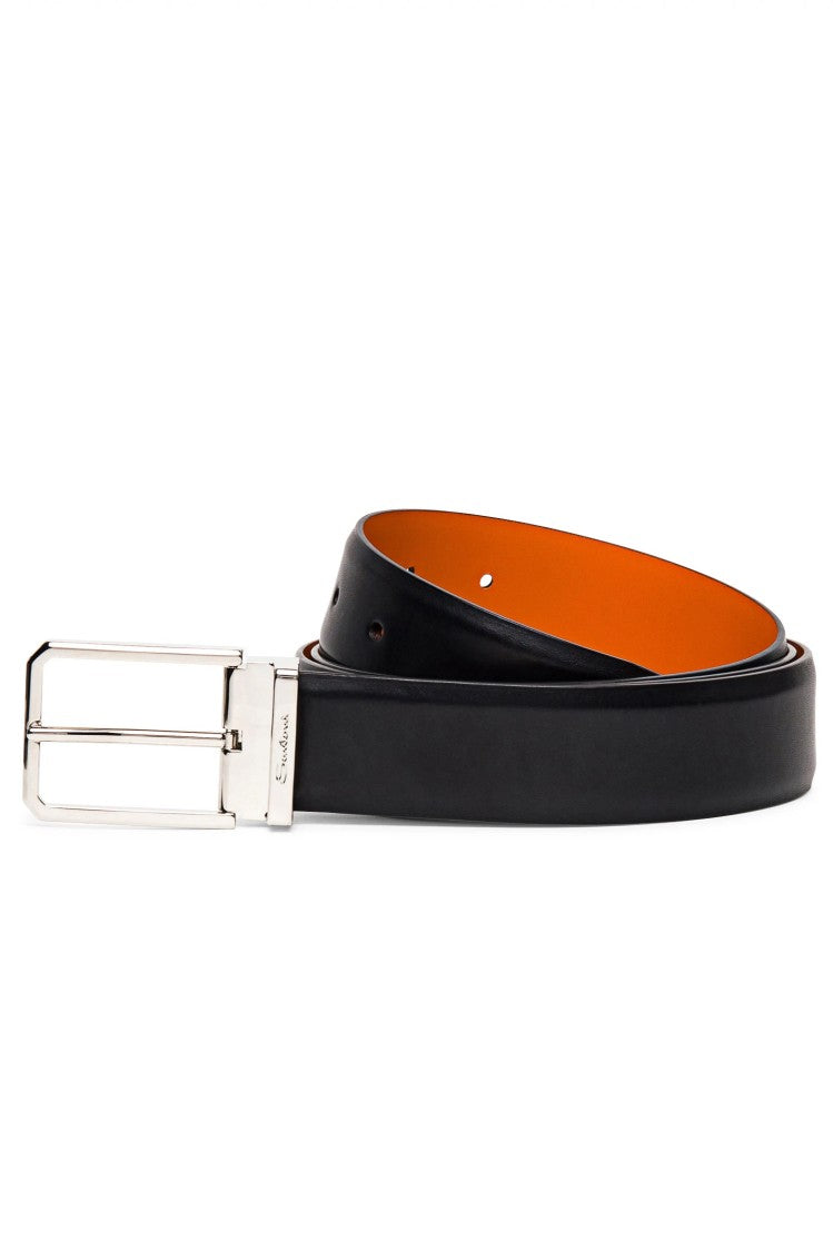 Santoni Adjustable Antiqued Leather Belt