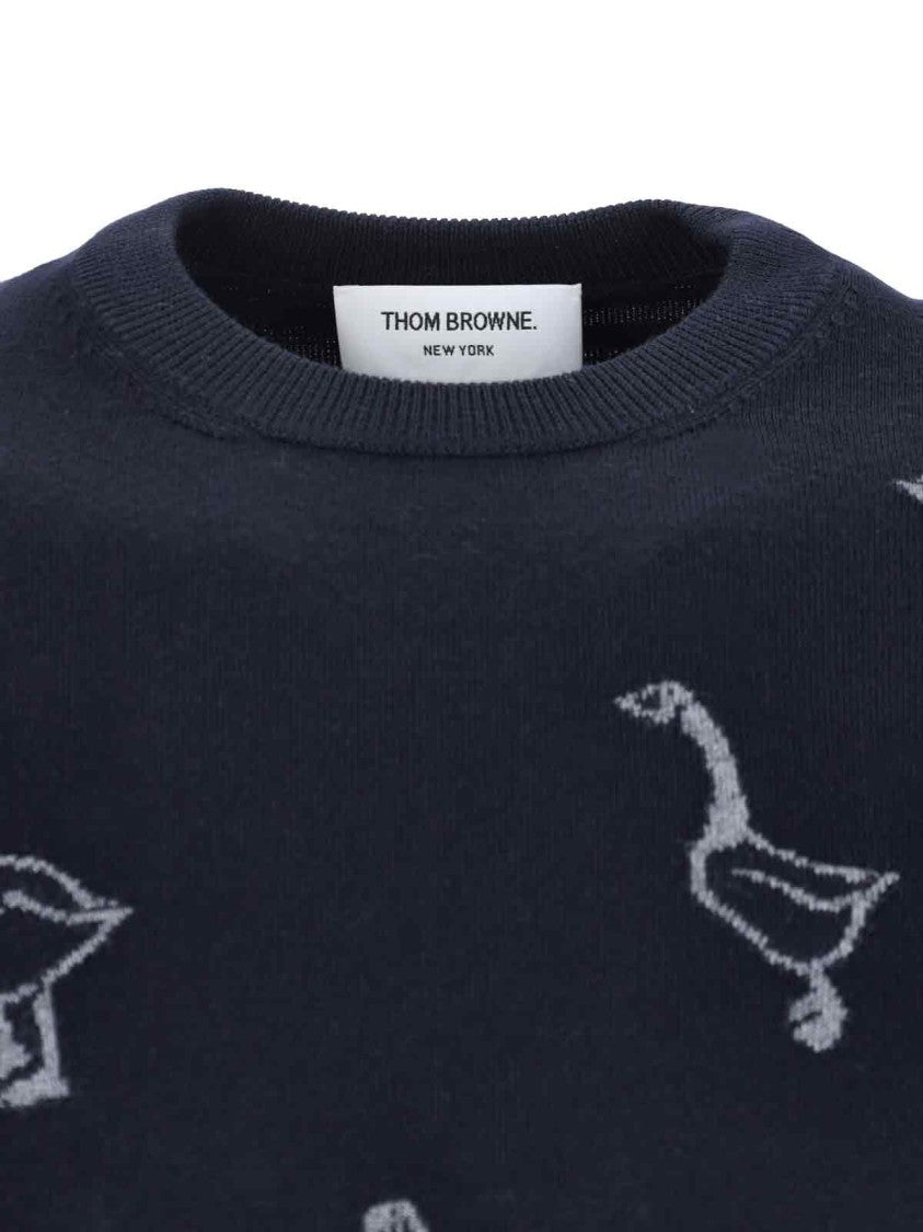 Thom Browne Minimalist Knit Sweater With Ribbed Details