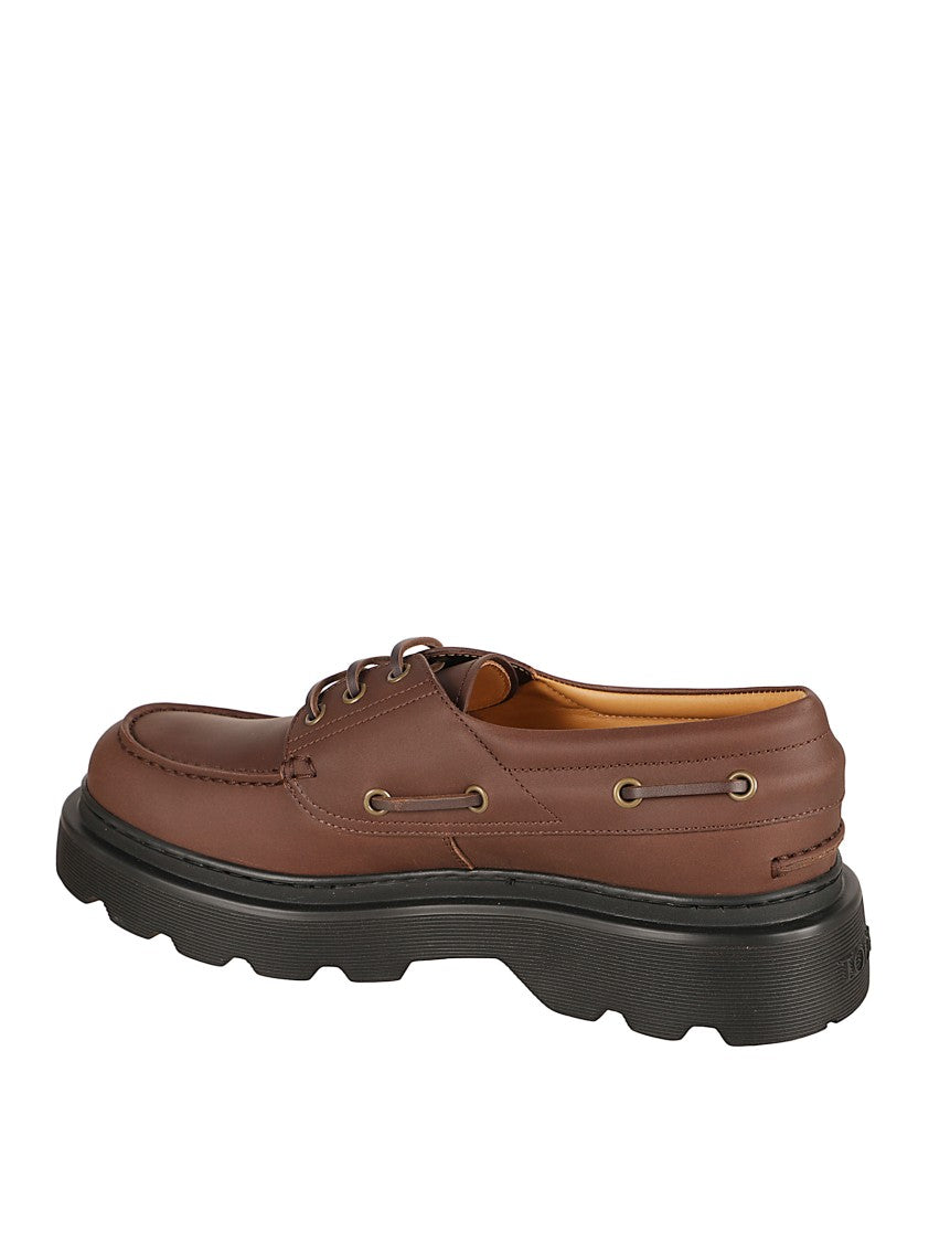 Tod's Brown Calfskin Flat Shoes
