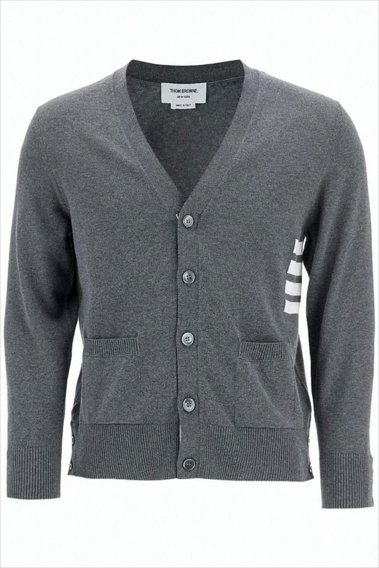 Thom Browne Classic V-Neck Cotton Cardigan With Button-Down Front
