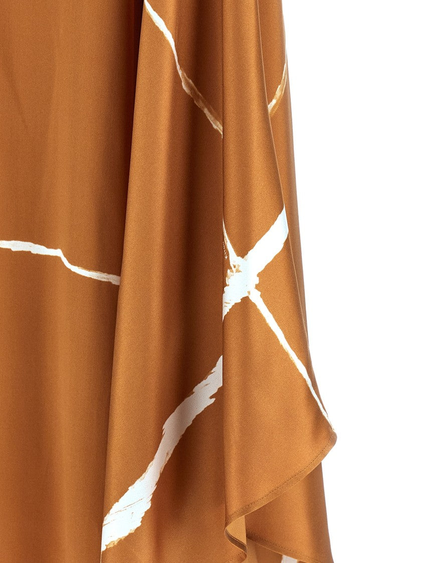Kiton Silk Satin Caftan Blouse With Graphic Pattern