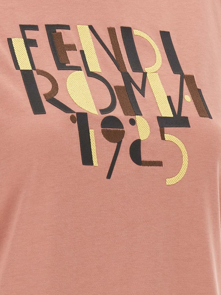Fendi Custom Printed Pink Cotton T-Shirt