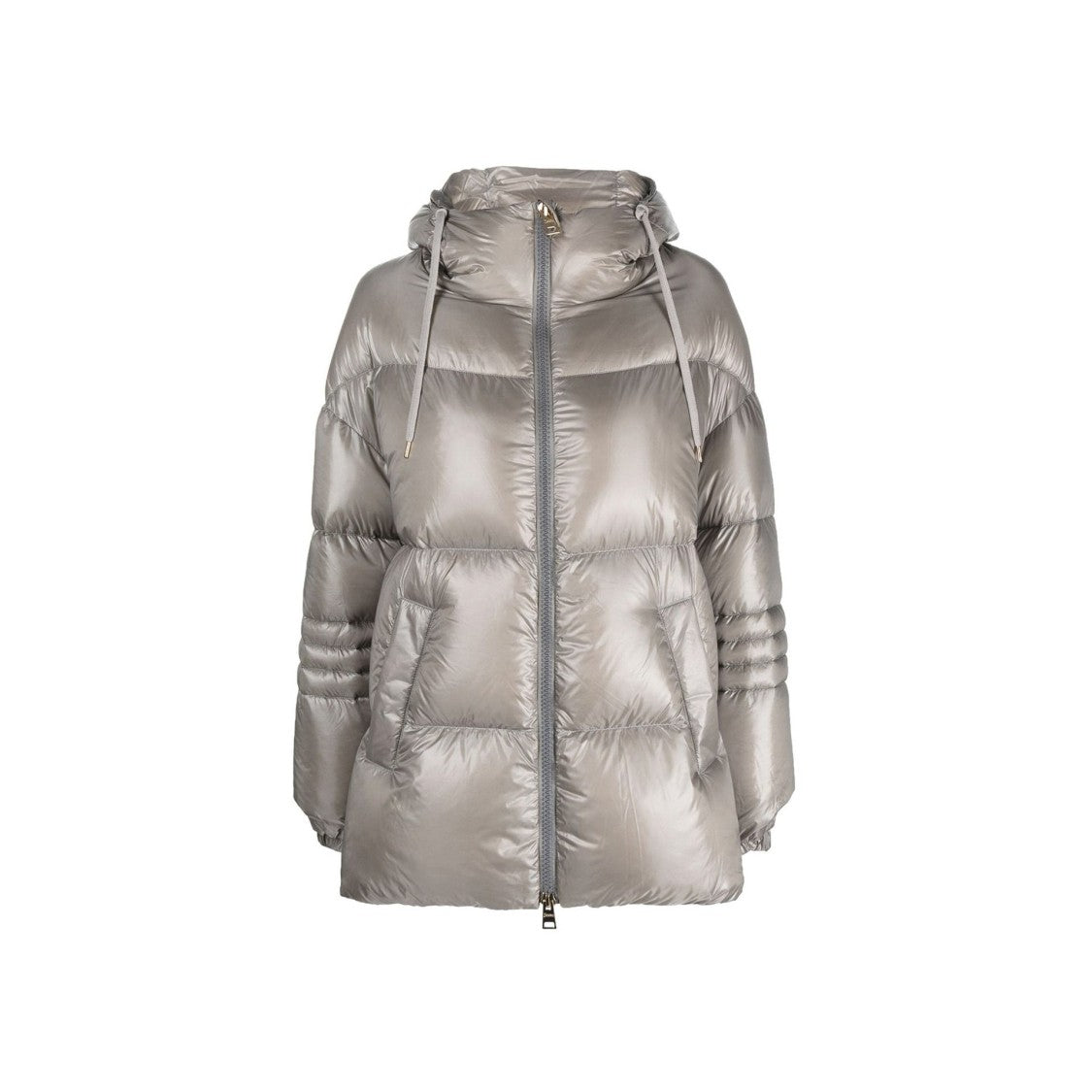Herno Quilted Silver Down Jacket With Adjustable Hood