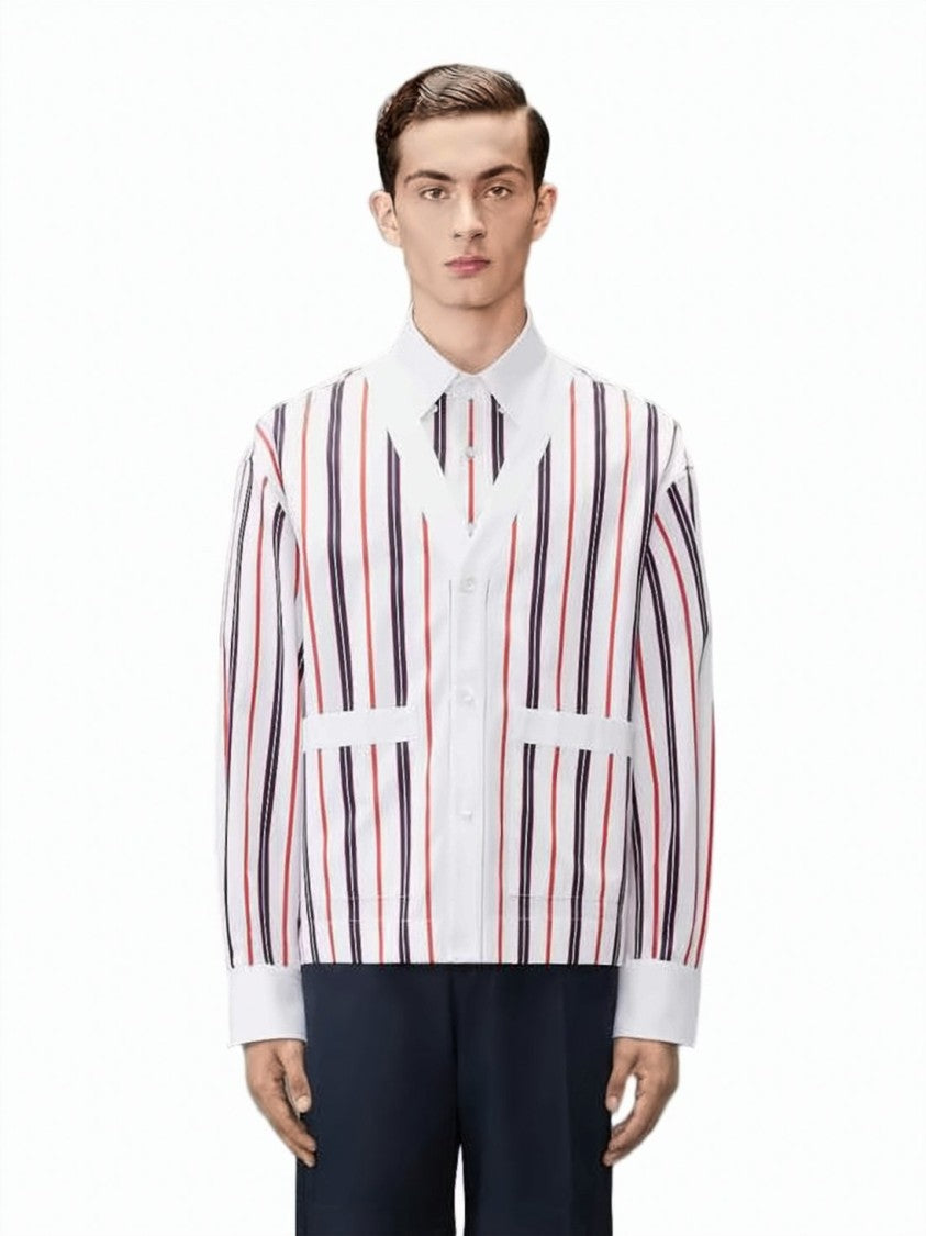 A.P.C. Cropped Vertical Striped Cardigan With V-Neckline
