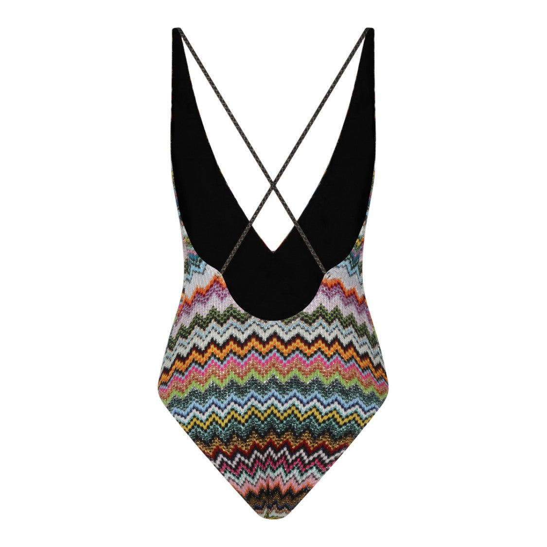 Missoni Zigzag Pattern One-Piece Swimsuit With Deep V-Neckline