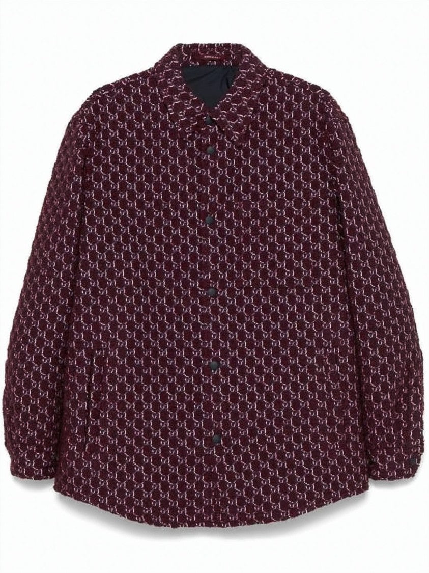 Gucci Burgundy Long Sleeve Shirt With Intricate Pattern
