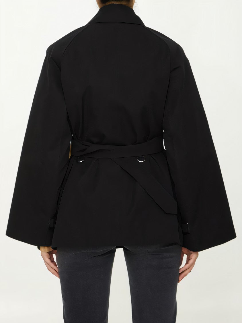 Burberry Oversized Black Coat With Check Interior