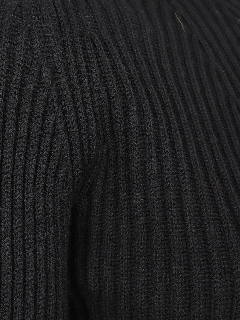 Max Mara Cropped Ribbed Sweater With Balloon Sleeves