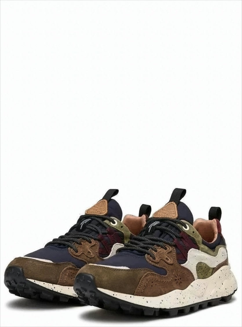 Flower Mountain Low-Top Sneakers With Suede And Fabric Panels