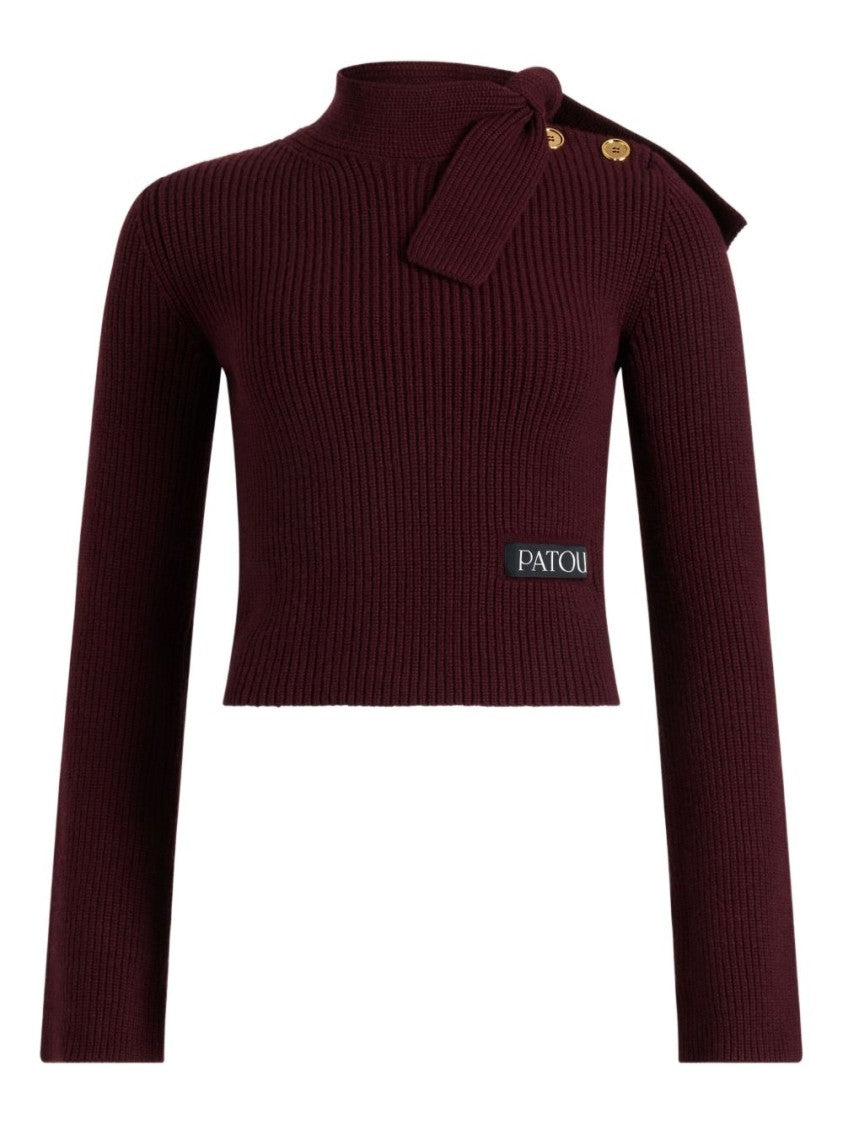 Patou Ribbed Knit Sweater With Bow Detail