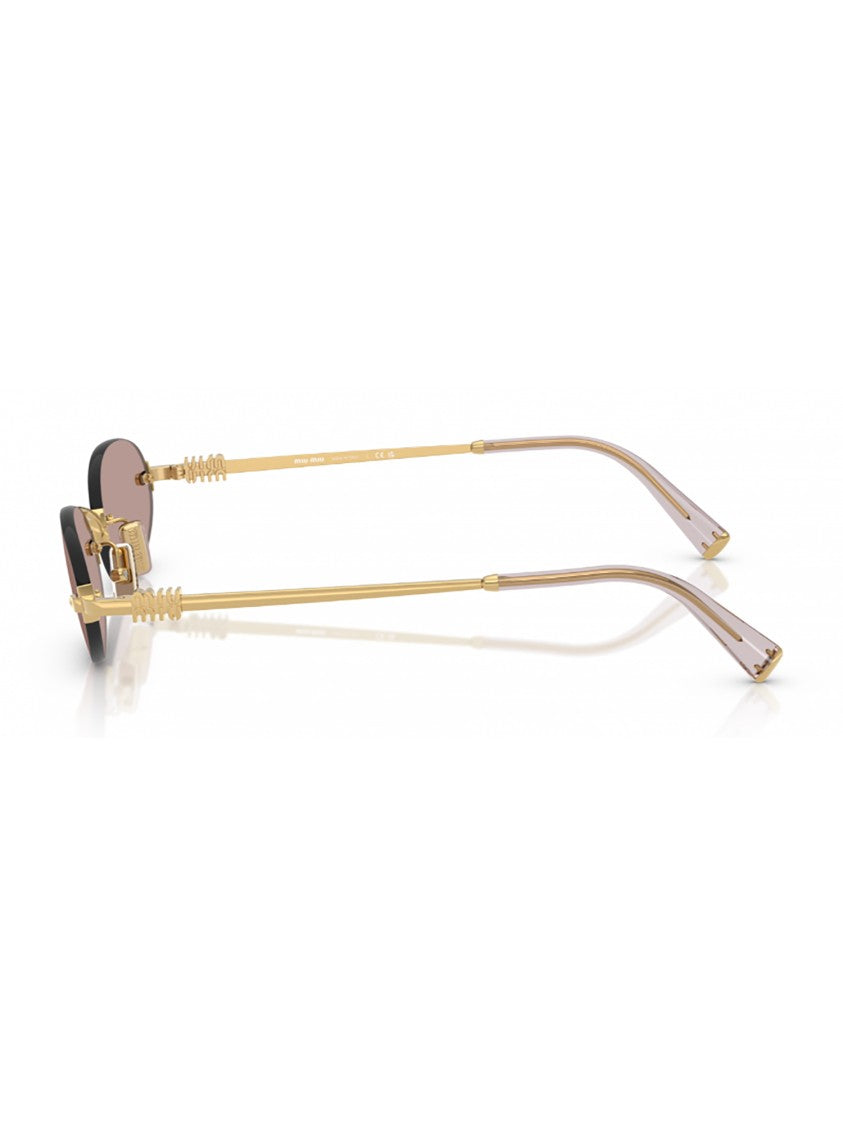 Miu Miu Gold A54s Sole Oval Brown Sunglasses