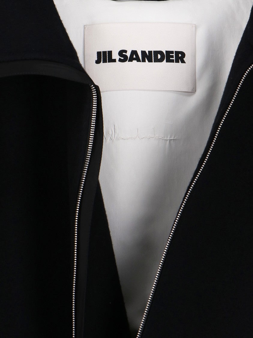 Jil Sander Hooded Jacket With Embroidered Logo – Black