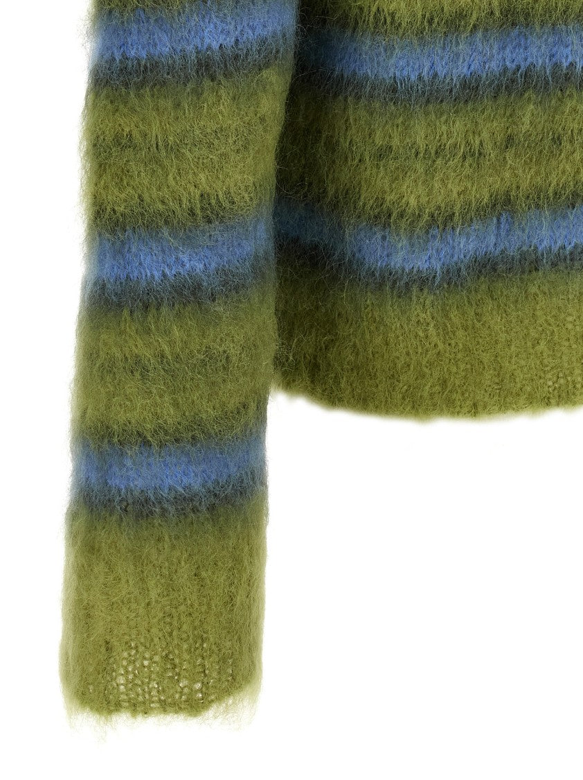 Marni Brushed Mohair Sweater With Multicolor Stripe Pattern