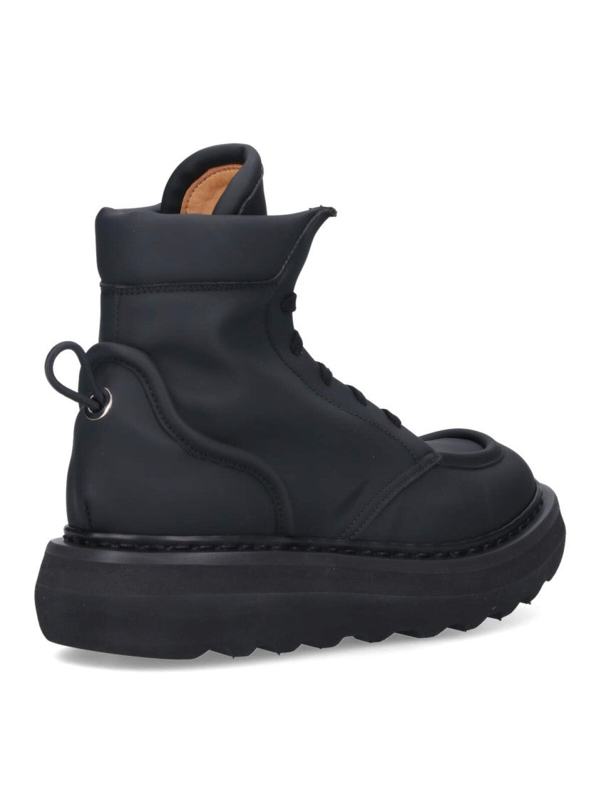 Premiata "Cal 32130" Ankle Boots In Black Rubberized Fabric