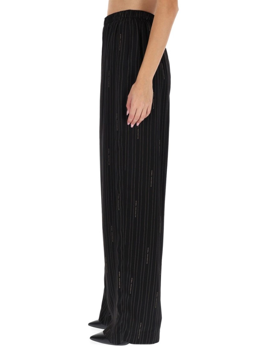 Balenciaga Wide-Leg Relaxed Pants With Subtle Pinstripe Design